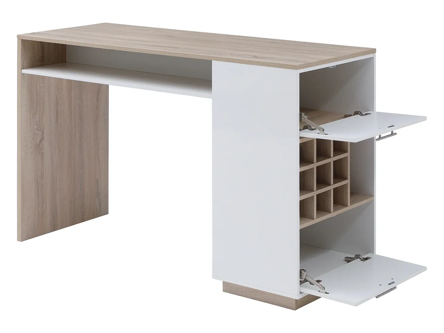 Bar com espaço para armazenamento - Branco e natural - ANOSKI