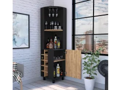 Bar de canto Kaia, com 1 porta e suporte para garrafas , 179.83 cm X 44.95 cm X 44.95 cm , Multicolor
