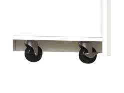 Bar extensível com 2 gavetas e 2 portas - Tampo extensível com rodízios - Branco e madeira