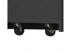 Bar extensível com 2 gavetas e 2 portas - Tampo extensível com rodízios - Preto e madeira