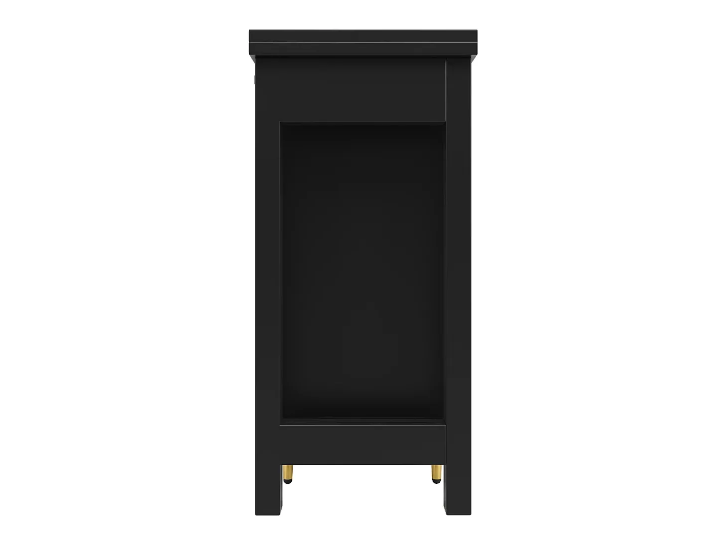 Bar giratório com 2 portas de correr em rattan e gaveta - Preto