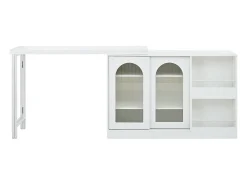 Bar giratório com 2 portas de vidro - Tampo reversível - Branco