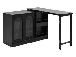Bar giratório com 2 portas de vidro - Tampo reversível - Preto