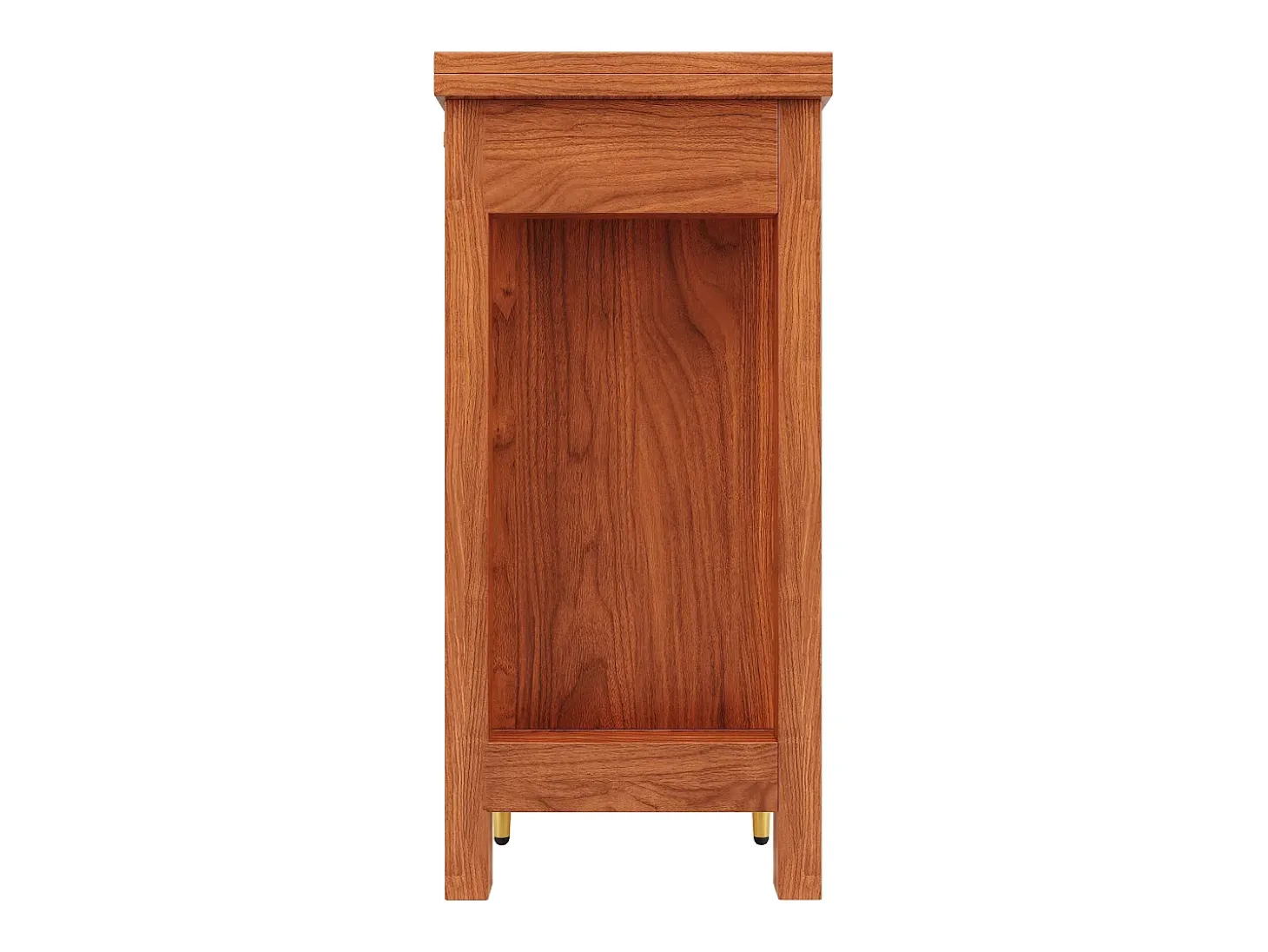 Bar giratório com 2 portas de correr em rattan e gaveta - castanho