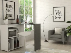 Bar giratório com espaço de armazenamento - Branco e antracite - SATURN