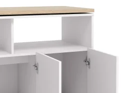 Bar giratório com espaço para armazenamento - Branco e Natural - VINALO
