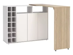 Bar giratório com espaço para armazenamento - Branco e Natural - VINALO