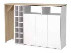 Bar giratório com espaço para armazenamento - Branco e Natural - VINALO