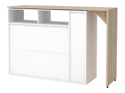 Bar giratório com espaço para armazenamento - Branco e Natural - VINALO