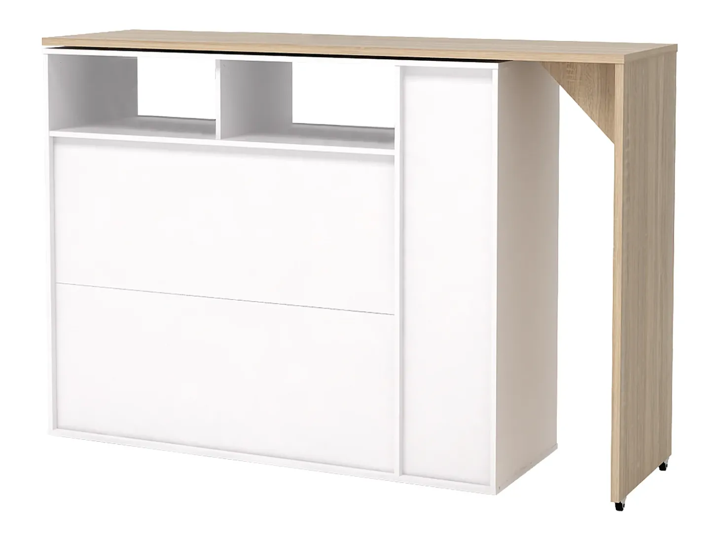 Bar giratório com espaço para armazenamento - Branco e Natural - VINALO