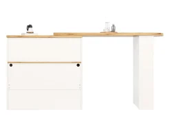 Bar giratório com iluminação LED e 2 portas de vidro - branco e natural