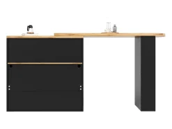 Bar giratório com iluminação LED e 2 portas de vidro - Preto e bege claro