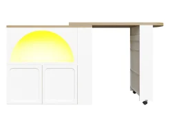 Bar giratório com iluminação LED e 2 portas - Porta arqueada branca