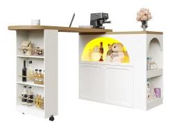 Bar giratório com iluminação LED e 2 portas - Porta arqueada branca