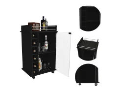 Bar Trolley Dukat, com rodas e porta de vidro