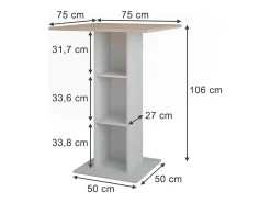 Bartisch branco/sonoma 75x75x106 repose