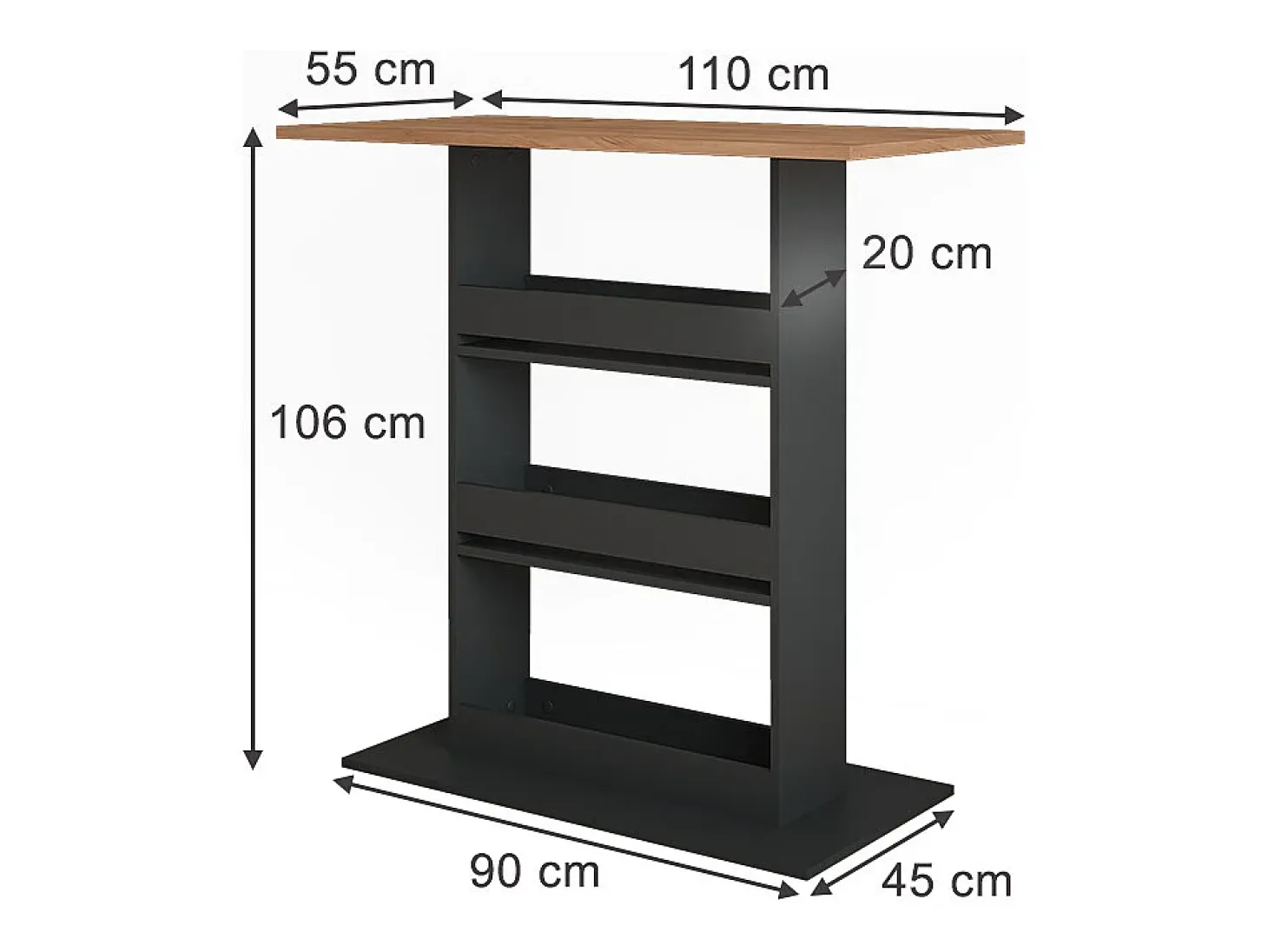 Bartisch carvalho goldkraft/antracite 110x55x106 repose