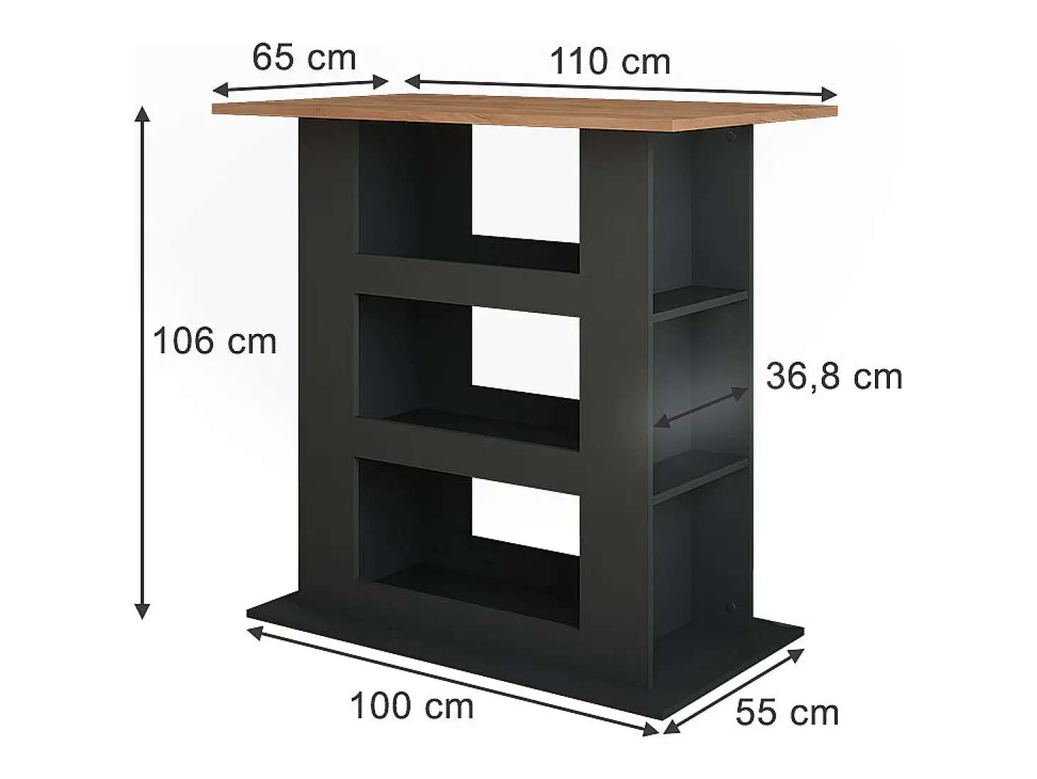 Bartisch carvalho goldkraft/antracite 110x65x106 repose
