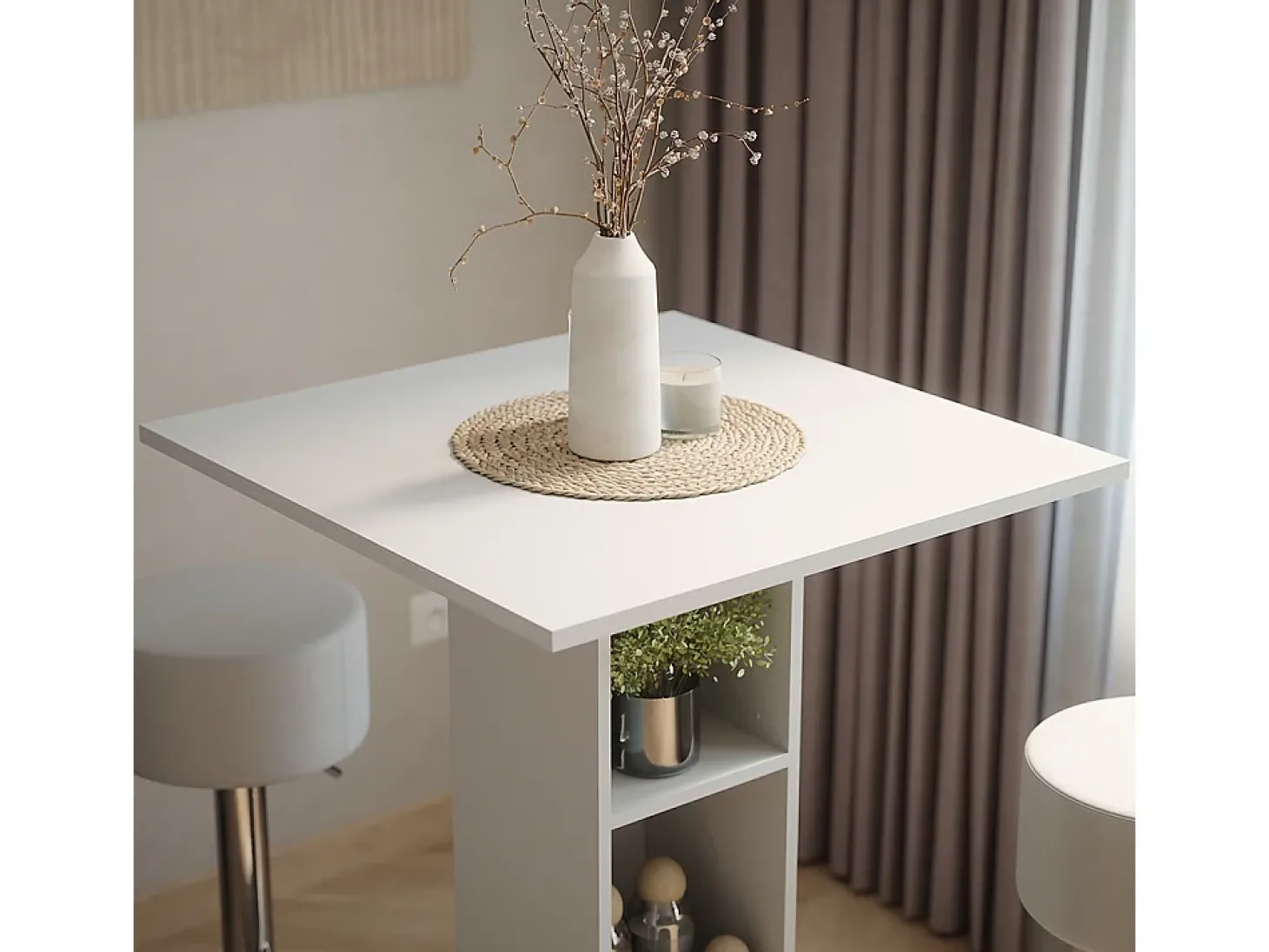 Bartisch-Set branco 75x75x106 repose