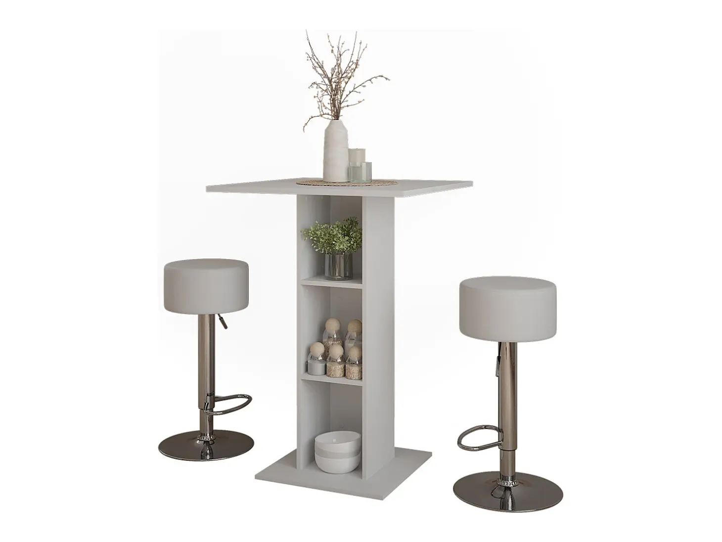 Bartisch-Set branco 75x75x106 repose