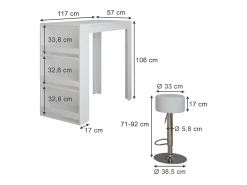 Bartisch-Set branco 57x117x106 repose