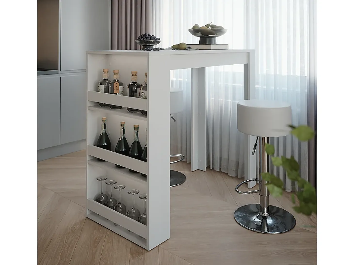Bartisch-Set branco 57x117x106 repose