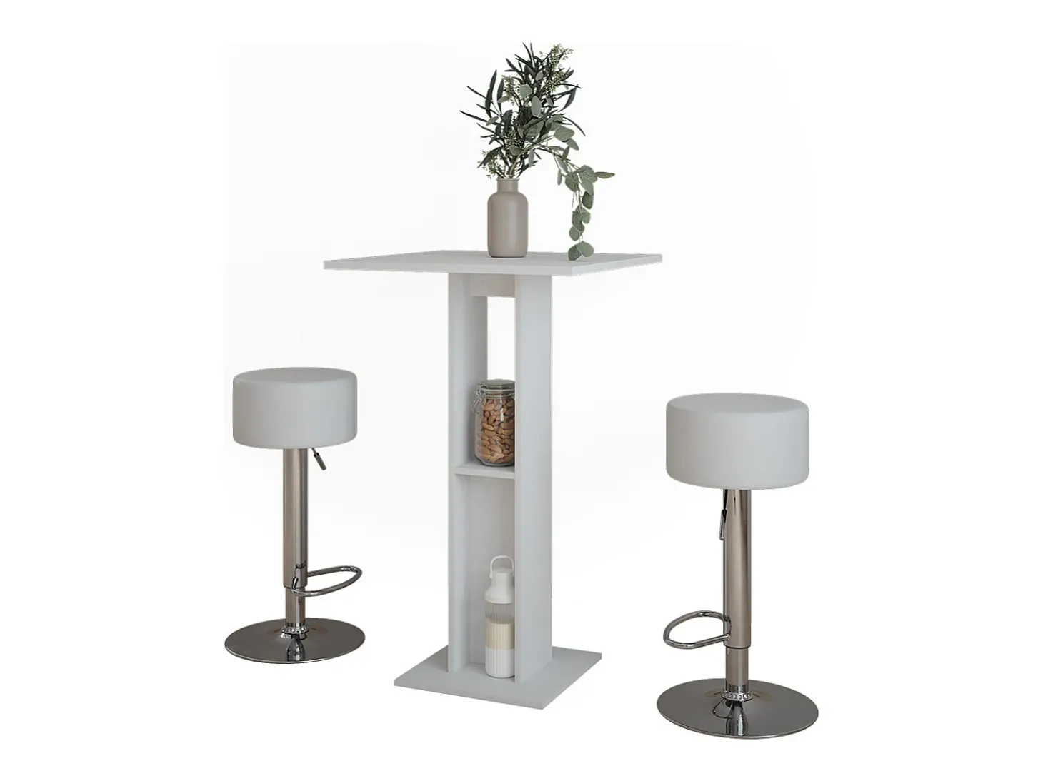 Bartisch-Set branco 65x65x106 repose