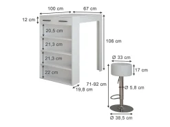 Bartisch-Set branco 67x100x106 repose