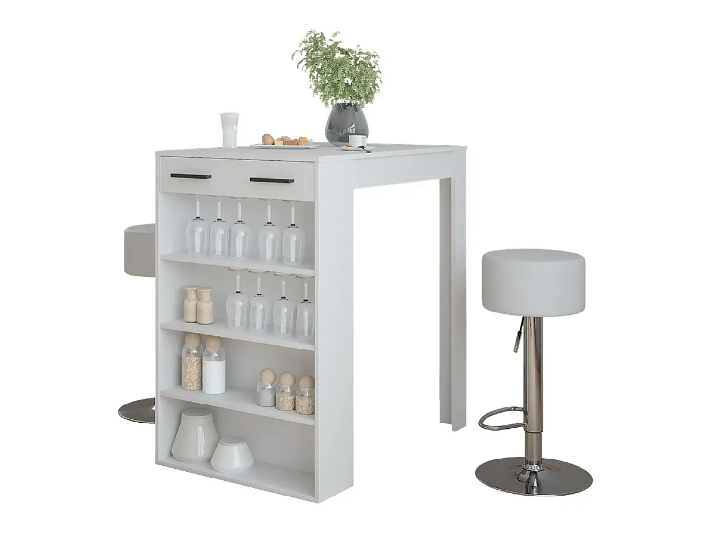Bartisch-Set branco 67x100x106 repose