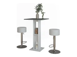 Bartisch-Set branco/antracite 65x65x106 repose