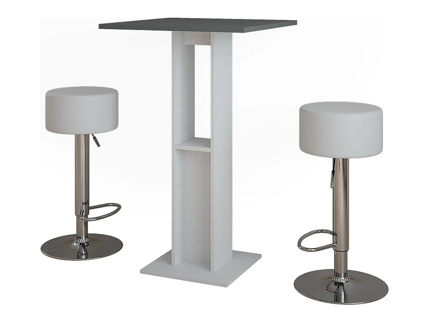 Bartisch-Set branco/antracite 65x65x106 repose