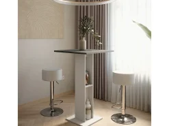 Bartisch-Set branco/antracite 65x65x106 repose