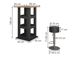 Bartisch-Set carvalho goldkraft/antracite 65x65x106 repose