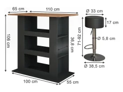 Bartisch-Set carvalho goldkraft/antracite 110x65x106 repose