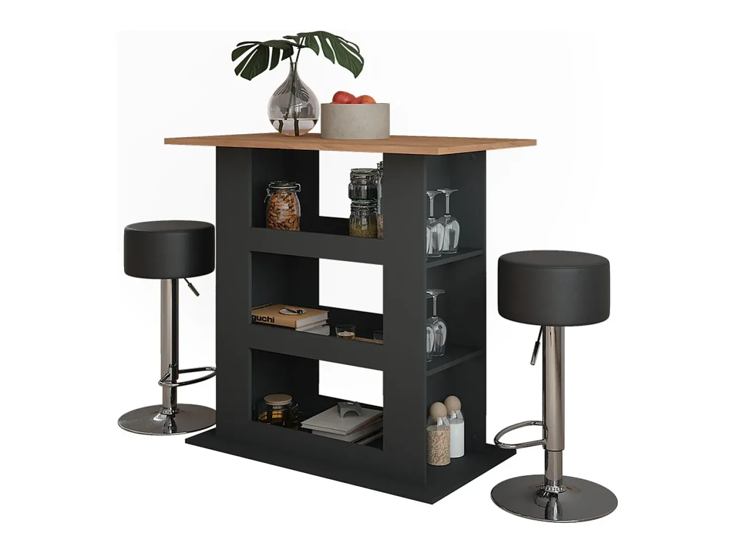 Bartisch-Set carvalho goldkraft/antracite 110x65x106 repose