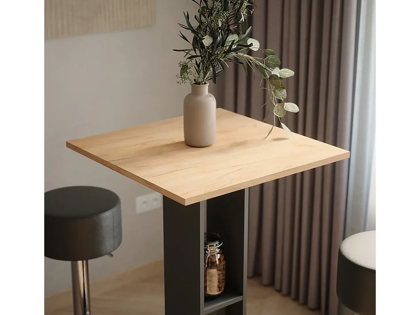 Bartisch-Set carvalho goldkraft/antracite 65x65x106 repose