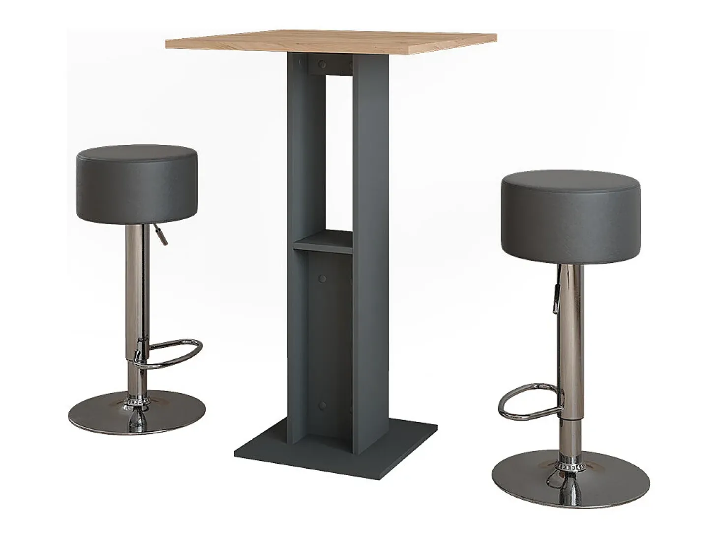 Bartisch-Set carvalho goldkraft/antracite 65x65x106 repose