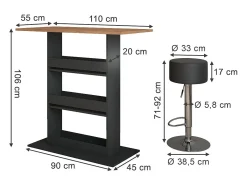 Bartisch-Set carvalho goldkraft/antracite 110x55x106 repose