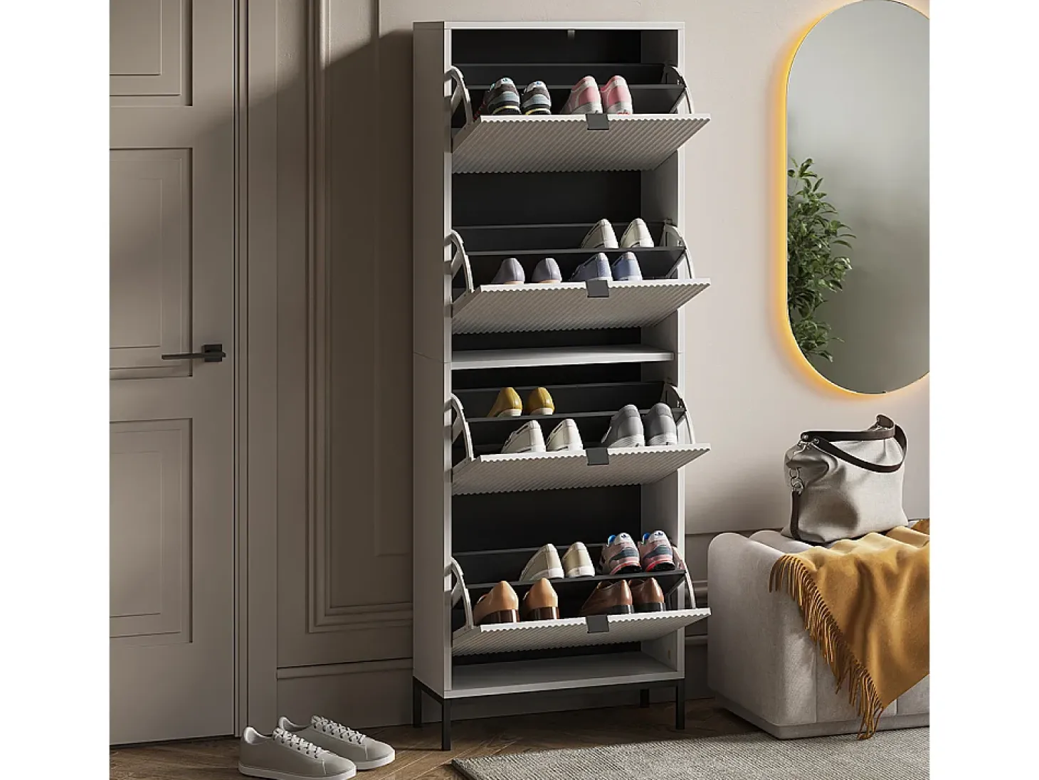 Basculante de sapatos branco 60x24x168 eliza