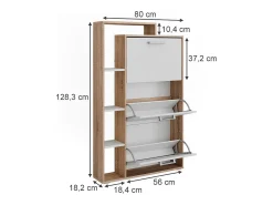 Basculante de sapatos branco/sonoma 80x18.2x128.3 orlando