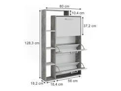 Basculante de sapatos branco/concreto 80x18.2x128.3 orlando
