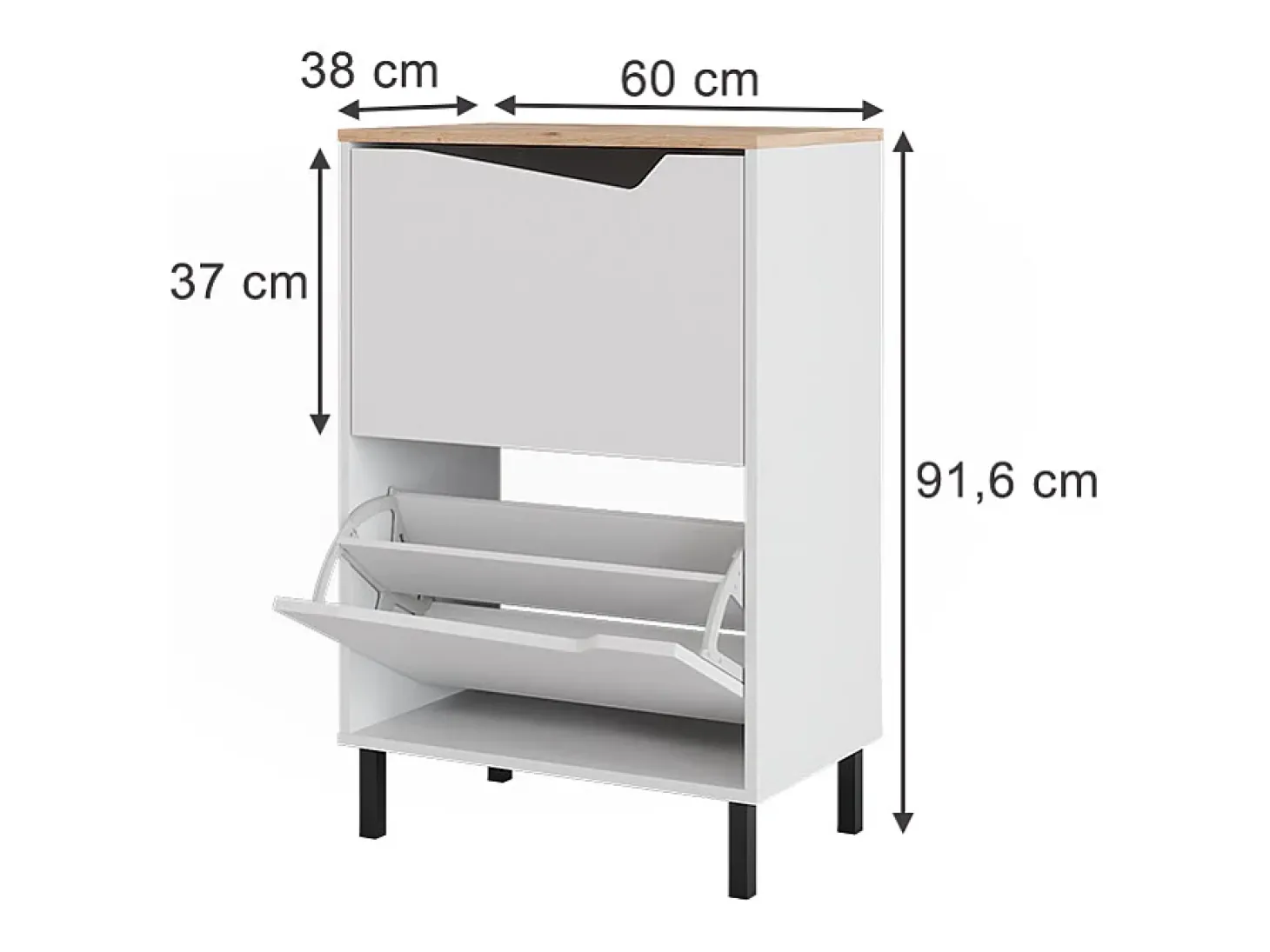 Basculante de sapatos branco/artesanal 60x38x91.6 marelle
