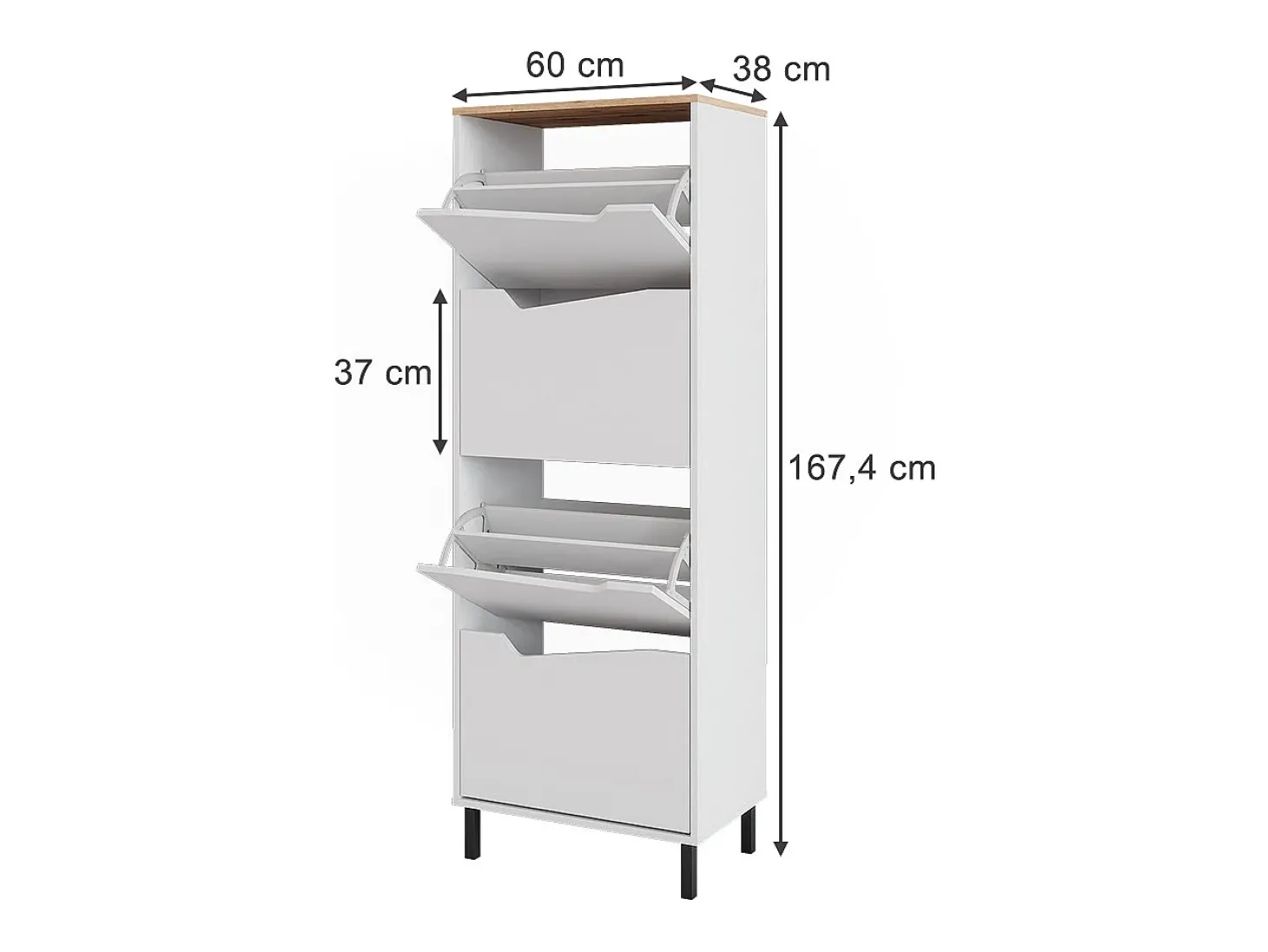 Basculante de sapatos branco/artesanal 60x38x167.4 marelle