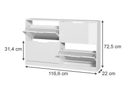 Basculante de sapatos branco/branco brilhante 116.6x22x72.5 luca