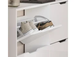 Basculante de sapatos branco/branco brilhante 116.6x22x72.5 luca