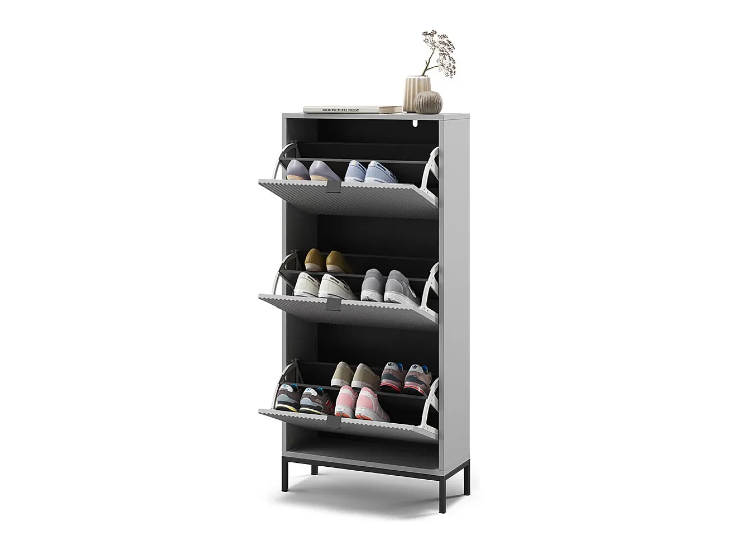 Basculante de sapatos cinza 60x24x130 eliza