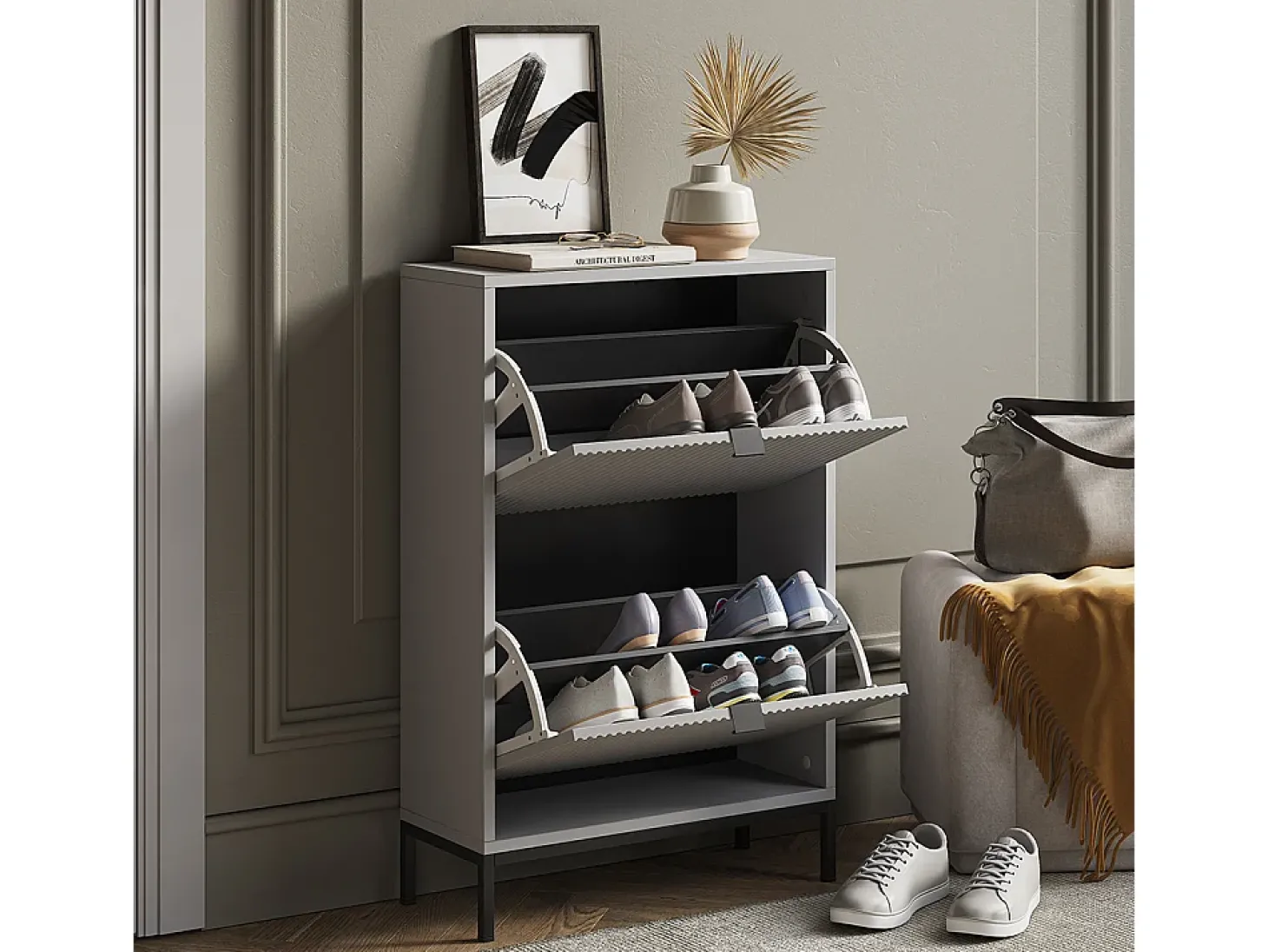 Basculante de sapatos cinza 60x24x92 eliza