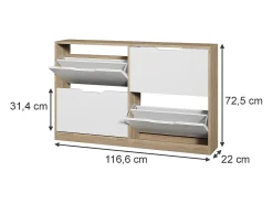 Basculante de sapatos sonoma/branco 116.6x22x72.5 luca