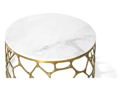 Base da mesa com platô em mármore e alumínio