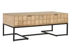 Base da mesa em madeira de mangue esculpida na peça principal de 120 cm